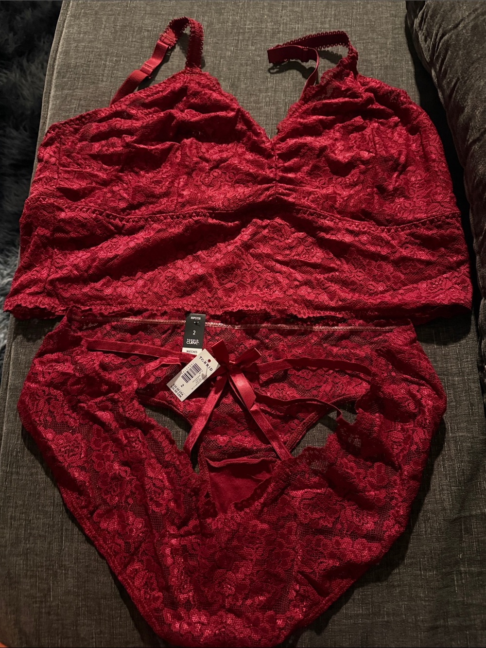 torrid Red Lace Bralette & Bikini Set